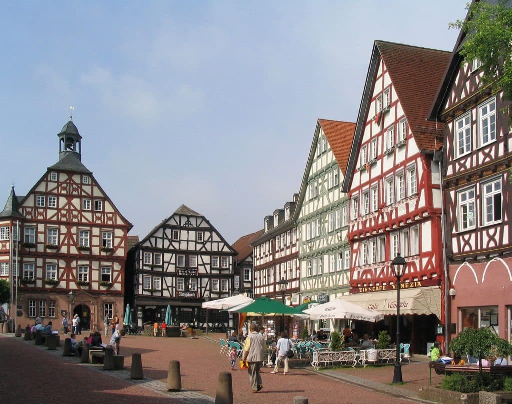 Fachwerkhäuser am Grünberger Marktplatz